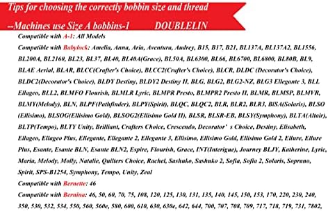 Doublelin Prewound Bobbin, Size A, Class 15, Styple 15J, SA156, бела боја, пластична еднострана, 75D/2 Ployester, 140 јарди, 12 парчиња