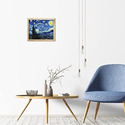 Van gogh canvas wallидна уметност: starвездена ноќна слика слика, позната уметничка репродукција врамена печатена дневна соба