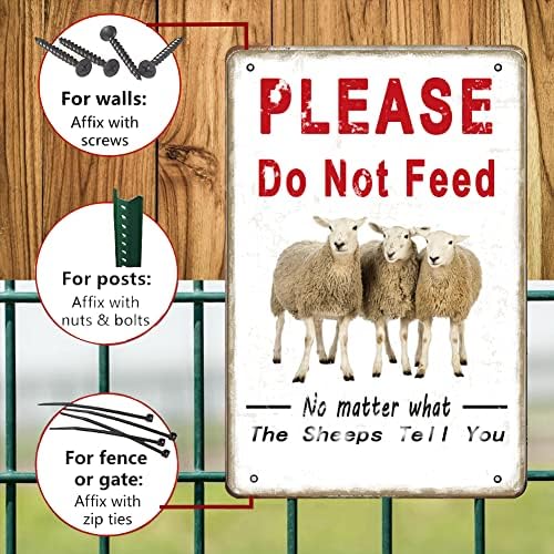 ВЈСКЕРЕ Ве Молиме Не Хранете Се Без Разлика Што Ќе Ви Кажат Овците Калај Знак, Смешна Лимена Слика, Гроздобер Метална Плоча Обоена Со