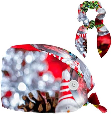 Божиќен снег работна капа со копчиња прилагодлива буфантска капа Унисекс чиста капа со лак за коса