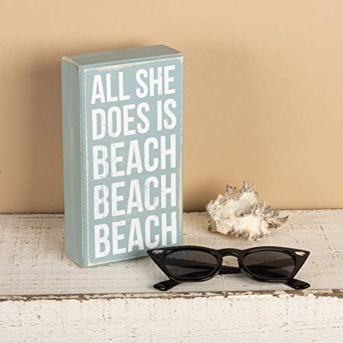 Примитиви од Кети 30812 инспириран знак на сина кутија, 4 x 7,5-инчи, плажа-плажа-плажа-плажа
