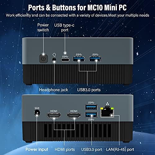 IPTNIC MINI PC 8GB DDR4/256GB SSD Windows 10 Pro Мини Десктоп Компјутер Интел Кафе Езеро i5-8279U, Поддршка 4k@30hz Двојна Дисплеј,