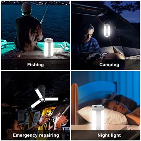LED LANTERN FALTERN, USB LED за полнење со 1000lm, 6 режими на светлина, водоотпорна лесна светлина, совршена фенер за фенер за ураган,