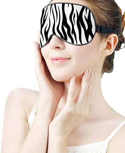 Зебра шема на кожата печатена маска за очи за очи меко заслепено око со прилагодлива лента за ноќни очила за очила за мажи за мажи жени