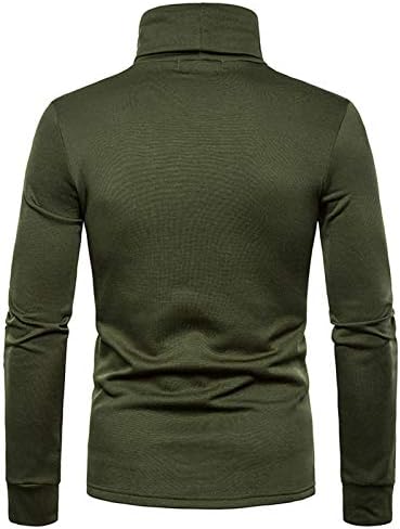 Zdfer Men's Turtleneck Pullover Sweatshirt, долги ракави со цврста боја кошули се протегаат тенок вклопување на врвот џемпер за мажи