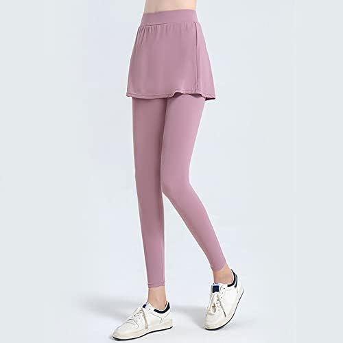 Женски џемпери две парчиња лажни јога панталони слаби истегни јога, пантолони со високи хеланки, еластични хулахопки од половината