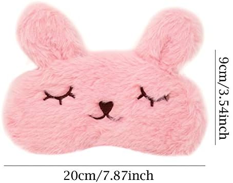 Honbay кадифен зајак за спиење маска за очи, симпатична цртана маска за животни за очи за мали девојчиња