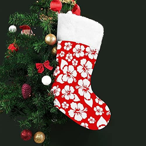 Алоха Хавајски хибискус Божиќ виси чорапи за порибување за Божиќно дрво од камин