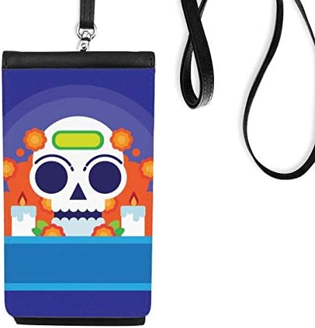 Мексико Скелет за бонбони Ден на мртов телефонски паричник чанта што виси мобилна торбичка црн џеб