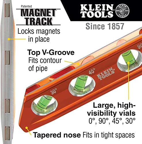Klein Tools 80035 Ниво, дигитално електронско ниво и комплет за алатки за мерач на агол, ниво на 2 парчиња и 935AB4V, ниво на магнетско