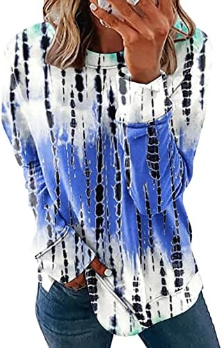 Nokmopo жени есен мода од 2022 џемпери женски обичен моден принт со долг ракав со долги ракави на вратот на вратот на вратот