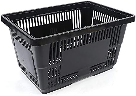 Црна корпа за шопинг од 12 парчиња, пластични корпи за купување намирници со рачки за корпа за корпа за корпи за мало, продавница, продавница