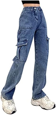 Копче фармерки со високи половини за жени, патеки за крпеница, баги панталони Еластични цврсти фармерки во боја, тенок тексас панталони