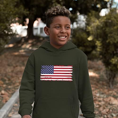 Американско знаме Детски сунѓерско руно руно Худи - Детска качулка за деца - печатена качулка за деца
