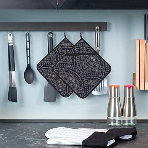 Графичка симетрична топла подлога, отпорни на кујнски садови, држачи за тенџере, сет на држачи за тенџере од 8 × 8 инчи за готвење и печење