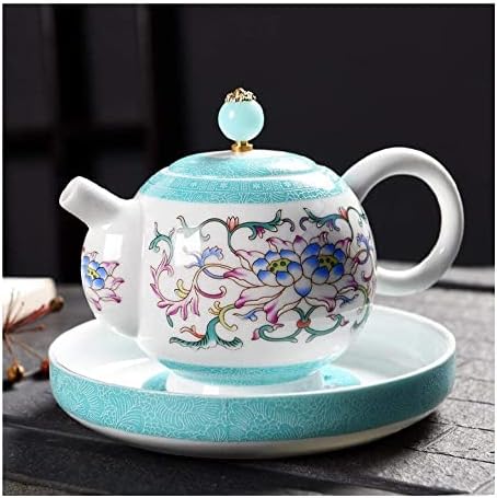 Чајник со центри за цвет чајник со керамички тенџере со чај од пастел во боја, поставен чај со филтер црн чај единечен тенџере