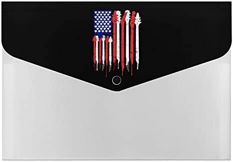 Знаме На Патриотска Гитара Америка Љубовници Датотека Паричник Папка Документ Организатор Водоотпорна Торбичка За Датотеки За