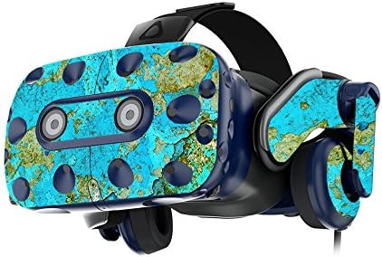Mothyskins Кожата Компатибилен СО HTC Vive Pro VR Слушалки-Teal Мермер | Заштитни, Издржливи, И Уникатен Винил Налепница Обвивка Капак