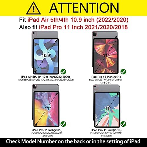 DTECK CASE FOR IPAD AIR 5-ти 2022/iPad Air 4 10.9 , исто така, одговара на iPad Pro 11 Inch 4-ти/3-ри/2-ри/1-ви генерал, PU Fore Leather
