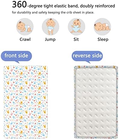 Пастелни тематски опремени мини чаршафи, преносни листови за мини-креветчиња со меки мали деца, вграден лист со душеци или столб за кревет, 24