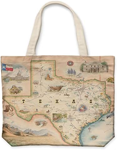 Xplorer мапи Тексас државна мапа платно торба со рачки, торба за купување намирници за крпа, торба за еднократно и еколошка,