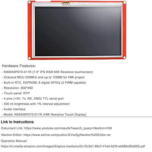 Ferwooh 7.0 NX8048P070 Nextion Intellient HMI USART UART Serial TFT LCD Display Module Отпорен на екран на допир Панел отпорен на LCD екран на