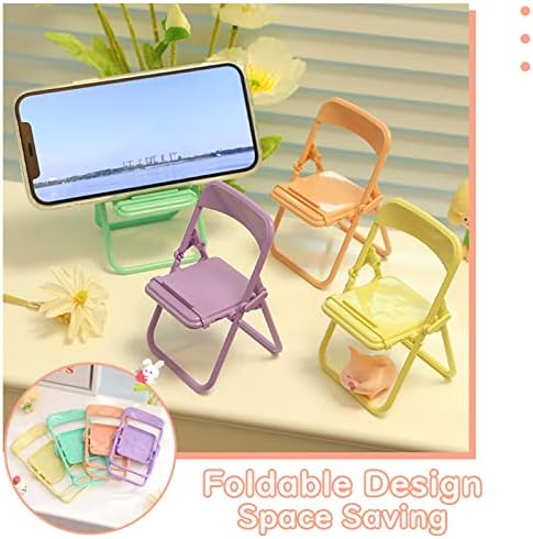 Симпатична бонбона боја мини столица во форма на мобилен телефон, држач за преклопување на паметни телефони, преносен универзален биро