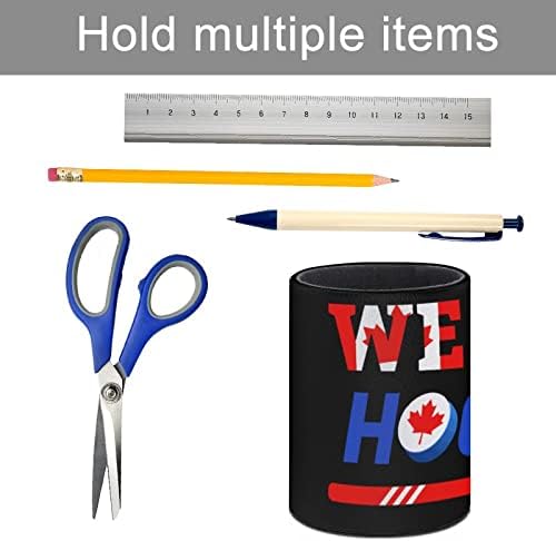 Ние го сакаме хокеј ПУ кожен држач за моливче за тркалезно пенкало контејнер шминка за складирање кутија за кутија за биро
