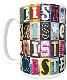 Кристен кафе кригла / чаша - користејќи фотографии од знаци букви - персонализирани