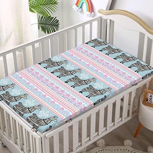 Llama тематски вграден креветче за креветчиња, стандарден сад за душек за креветчиња, мек дете за дете, наместено за момче или соба за девојчиња