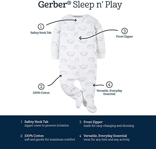 Gerber Unisex-Baby 4 пакет за спиење 'n игра подножје