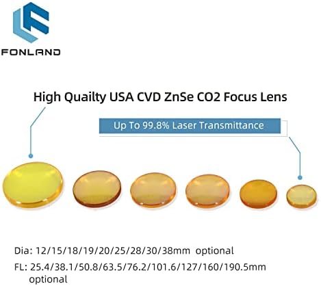 Fonland USA CVD ZNSE FOCUS LENS DIA: 18MM FL: 25.4mm/1 За CO2 10.6um Ласерска гравура машина за гравура 50W-180W