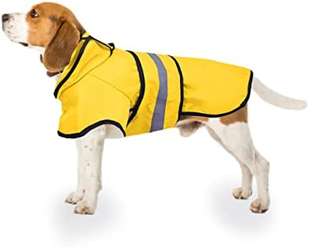 KJEC Dog Raincaat, Dog Rain Rain, кучиња мантил за средни кучиња, дожд палто за кучиња, качулка со рефлексивна лента, лесен за