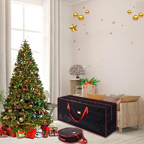 Торба за чување новогодишна Елка Венец Контејнер-Тежок Џамбо Голем Водоотпорен Се Вклопува До 9 стапки Вештачки Дрвја И Божиќни