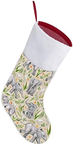 Слонови и евертис црвени Божиќни празници за домашни украси за домашни камиони со камиони за висечки чорапи