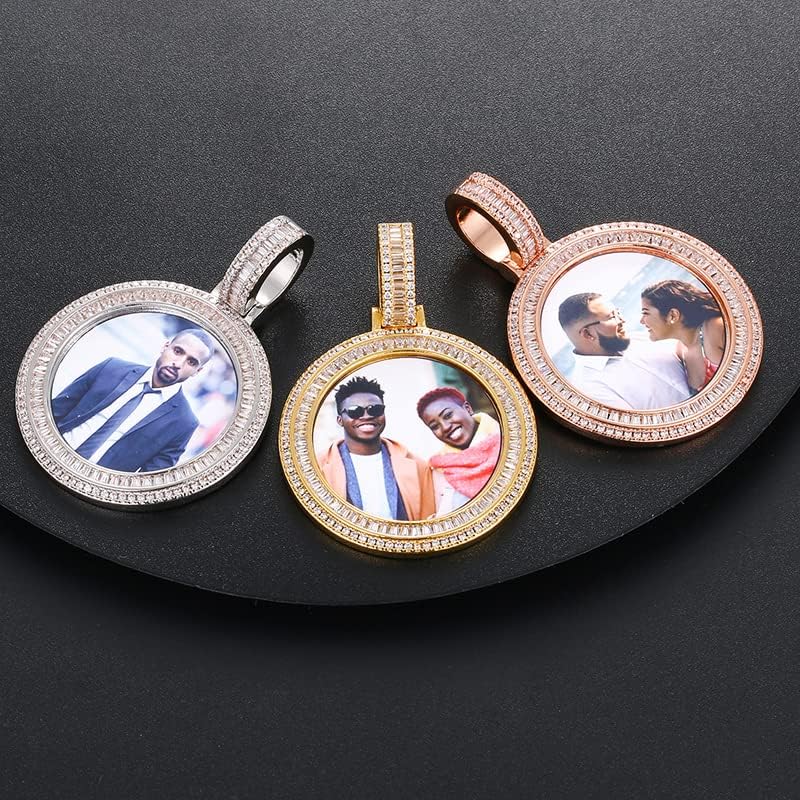 Longliter Прилагодено ѓердан приврзоци со тркалезни медалјони ѓердан Hip Hip Hop накит Персонализирано сопствено име врежано приврзок - Тенис