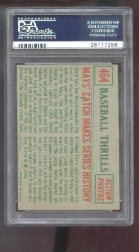 1959 Topps 464 Willie Mays Catch Make Series History PSA 2 оценета бејзбол картичка - картички за дебитантски бејзбол