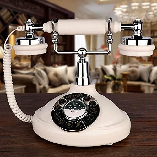 XJJZS ретро фиксна телефон бела изработена од ABS антички фиксен телефон стариот кабел за редицирање за домашна канцеларија хотел бар
