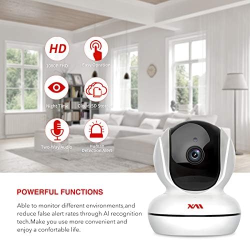 XM безжична IP безбедносна камера за внатрешна камера за набудување паметна WiFi домашна камера 2.4GHz за бебе/ПЕТ/дадилка/старешина