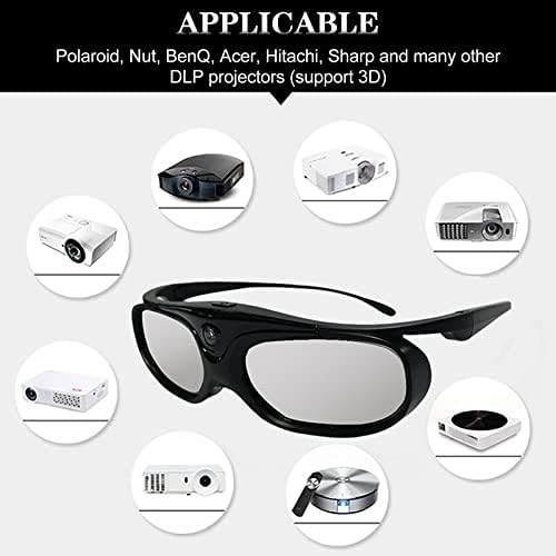 3Д Очила, 1080п 3д Активни Очила За Бленда, Активни Очила За Бленда На Полнење За DLP Проектори, ЗА, JMGO, Црно