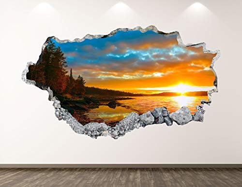 Западната планина плажа зајдисонце wallидна декорална уметност декор 3Д разбиен океан изгрејсонце налепница мурал детска соба обичај