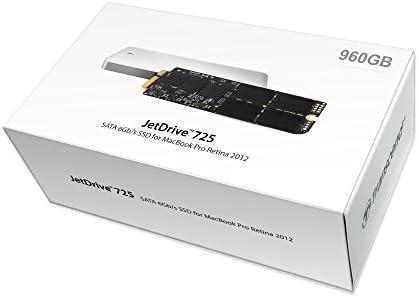Transcend 960 GB JetDrive 725 Sataiii 6gb/s Комплет за ажурирање на солидна состојба за MacBook Pro 15 со Retina Display, средината на 2012