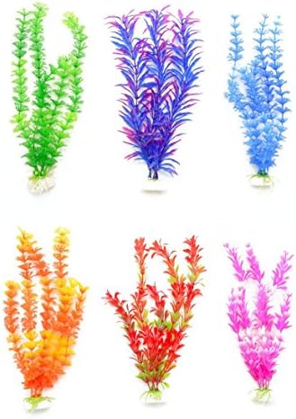 CNZ 12-инчен разновиден декорација на пластични растенија во боја на бои со керамичка база, 6-парчиња