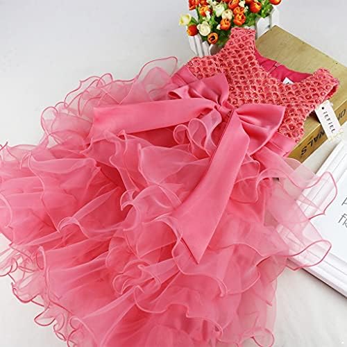 FeeShow Бебе девојки Руфле цвет крштевање фустан Крпење наметка за венчавки за венчавки, роденден на туту фустан