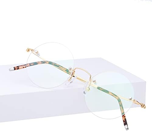 Хелес 46мм тркалезна чиста чиста титаниум за читање очила за мажи поликарбонат единечен вид UV400 облога за очила за очила за читање || +1,75 јачина