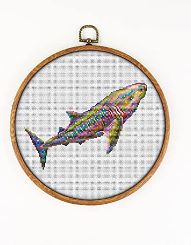 Кит ајкула CS1355 - Преброен комплет за вкрстено бод3. Теми, игли, ткаенина, обрач за везови, навој на игли, клипери за везови и печатена