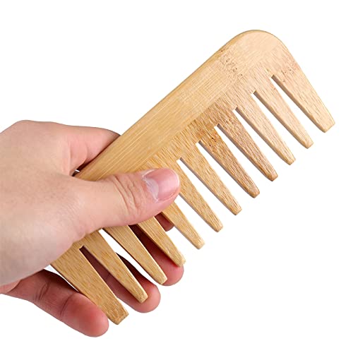 Широк заб од бамбус чешел природен бамбус detangler за влажна или сува коса спречува алатка за ланци и статички стилизирање и разоткривање