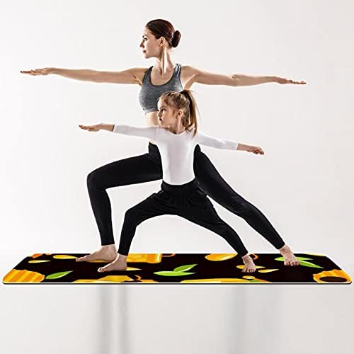 6мм Екстра густа јога мат, црна лесна патеката за печатење еко-пријателски вежби за вежбање душеци пилатес мат со јога, тренингот, основно фитнес и вежби за подот, ма