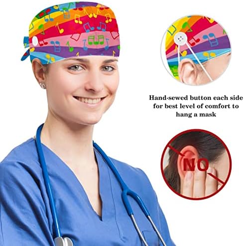 Мексикански етнички етнички ацтек стил, работна капа, прилагодлива капаче за чистење со копчиња и лажна коса, чиста за медицинска сестра и