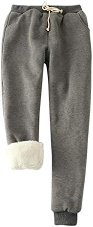 Wocachi женски руно џемпери Sherpa наредени зимски топли атлетски џогерни панталони кадифни пријатни термички хеланки со џебови